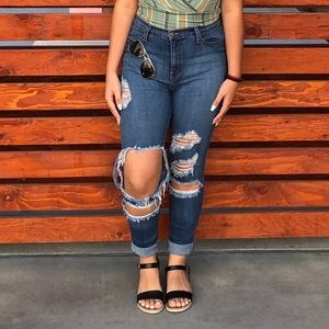 Fashion Nova High Waisted Distressed Skinny Jeans